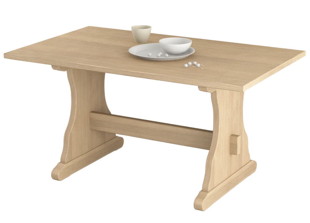 Dettaglio frontale del tavolo FRANTINO in legno scuro