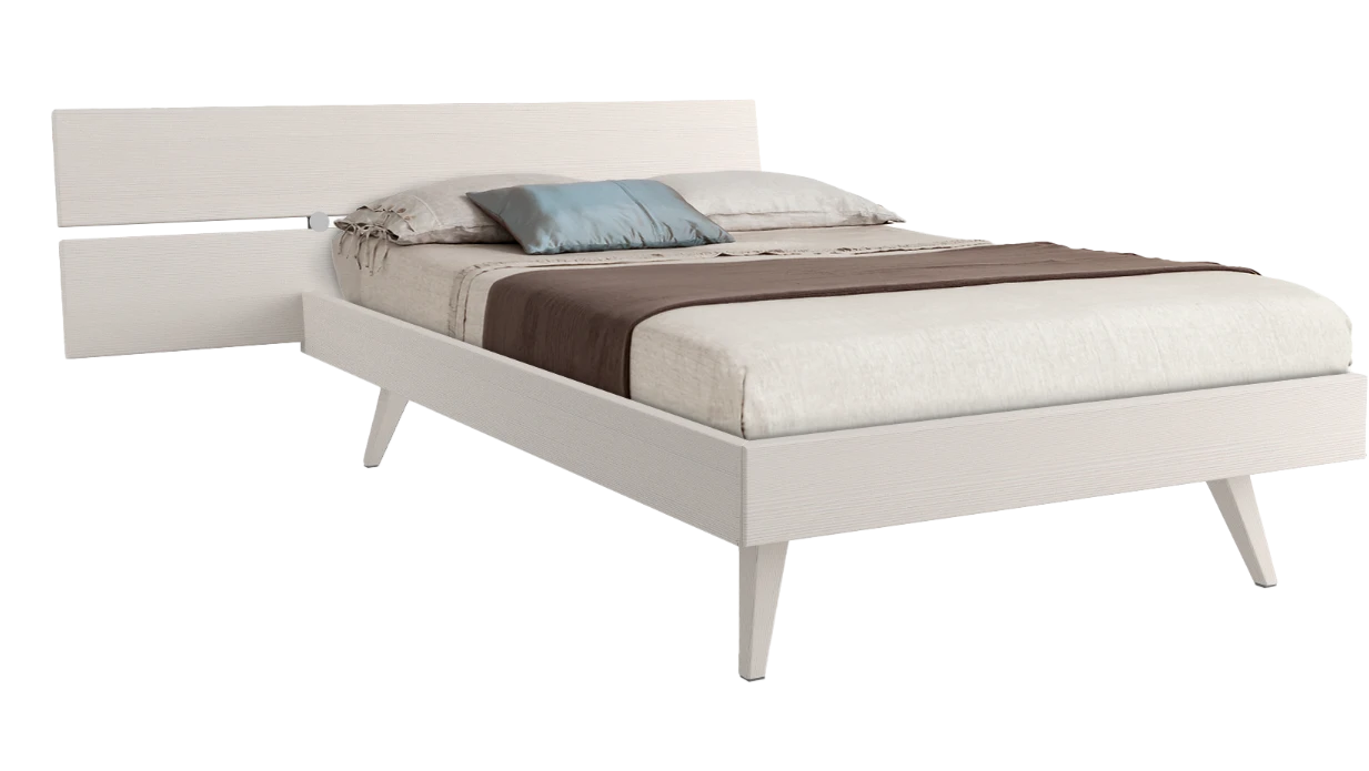 Letto Plana singolo o piazza e mezza senza comodino, linee pulite e minimaliste