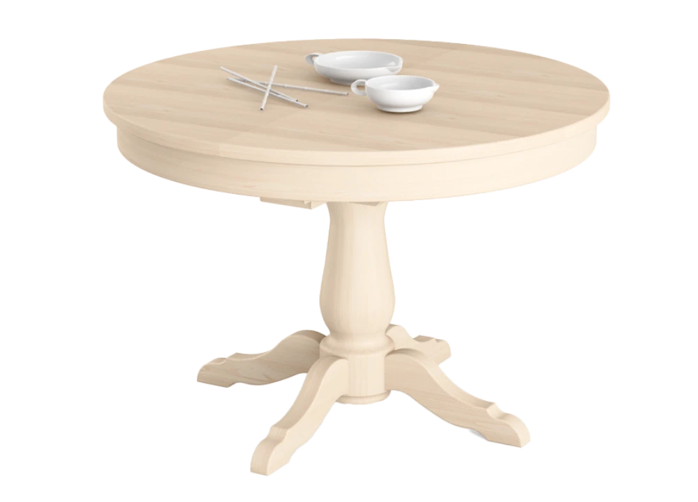 Tavolo tondo allungabile in legno, ideale per spazi conviviali