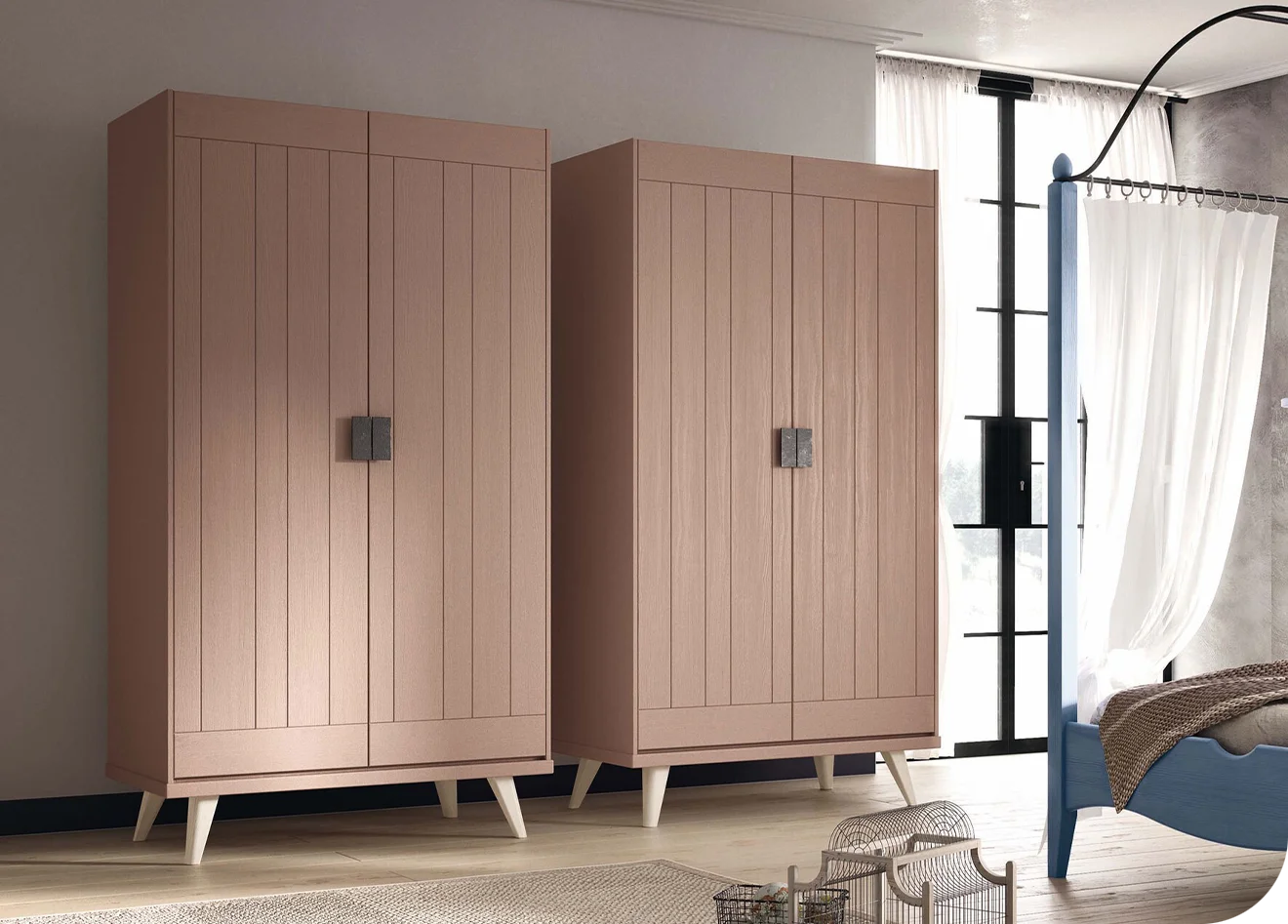 armadio-in-legno-rosa