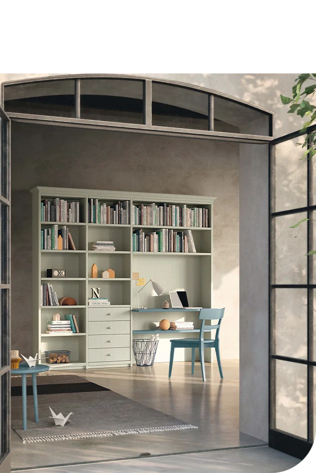 libreria-con-scrittoio-in-legno