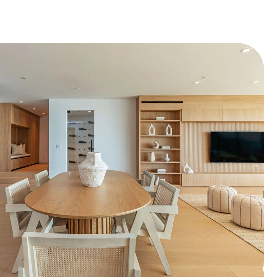 Parete living coordinata alla cucina